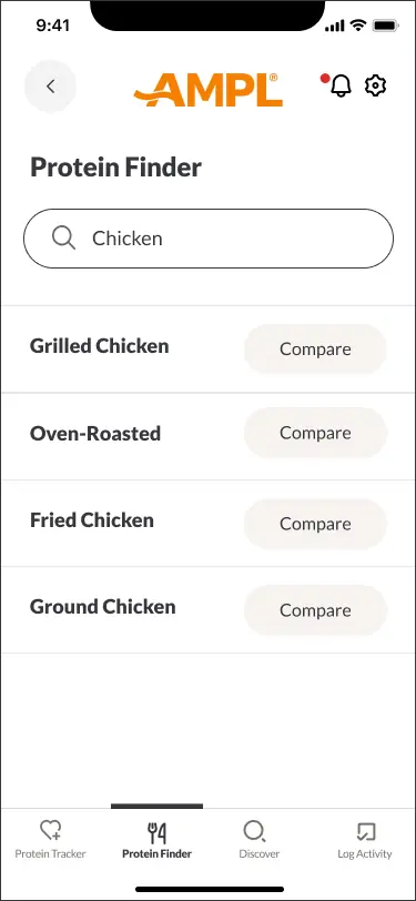 Protein Finder · search results for chicken